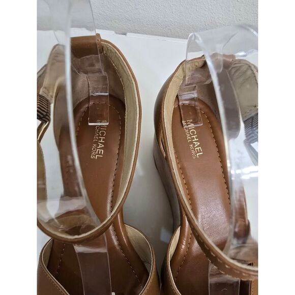 MICHAEL Michael Kors Women's Desiree Wedge Sandals Brown Leather Upper Size 6.5 - Picture 7 of 9